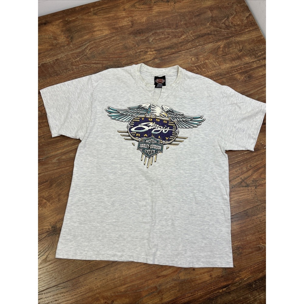 VTG 90s Harley-Davidson‎ Shirt Mens Large Sturgis 1995 *Cut Neck* USA Made Hills